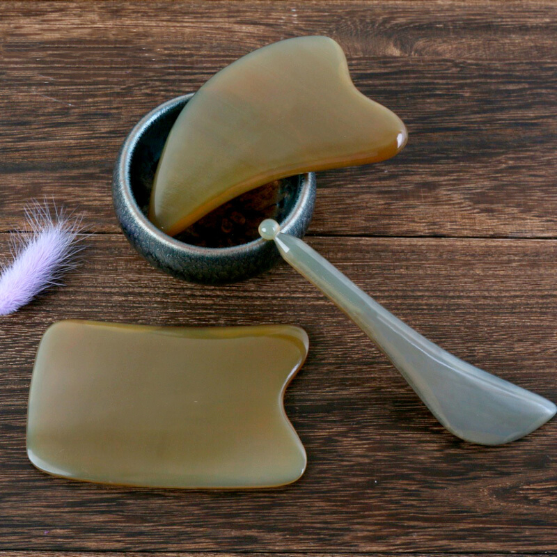 CAIYAOSHI【三件套】牛角海豚板方板拨筋棒美容板面部瑜伽