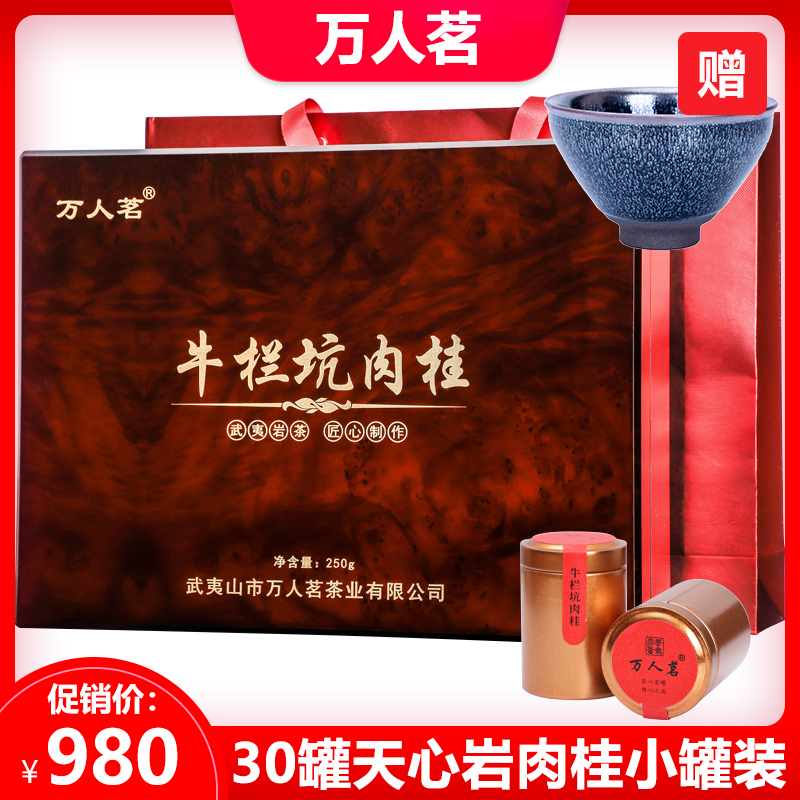 万人茗牛栏坑肉桂岩茶茶叶小罐装 武夷山大红袍特级礼盒装250g