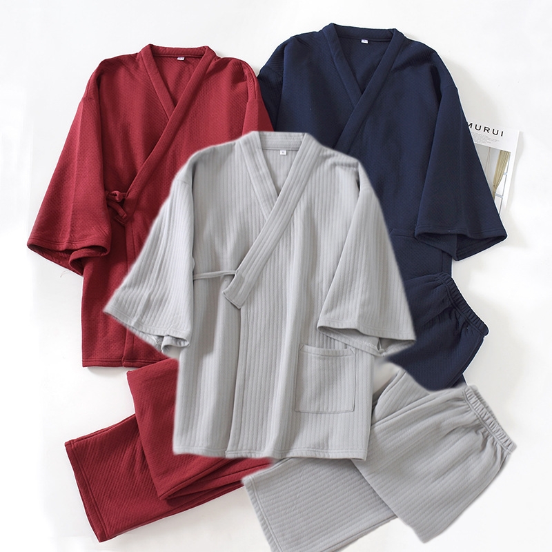 多德家冬季情侣宽松纯棉汉服睡衣空气层夹棉八分袖长裤家居服套装