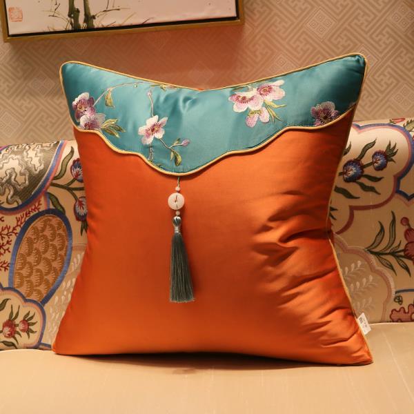 现代新中式抱枕靠垫沙发坐垫靠背垫刺绣床头靠枕腰靠家用含芯腰枕