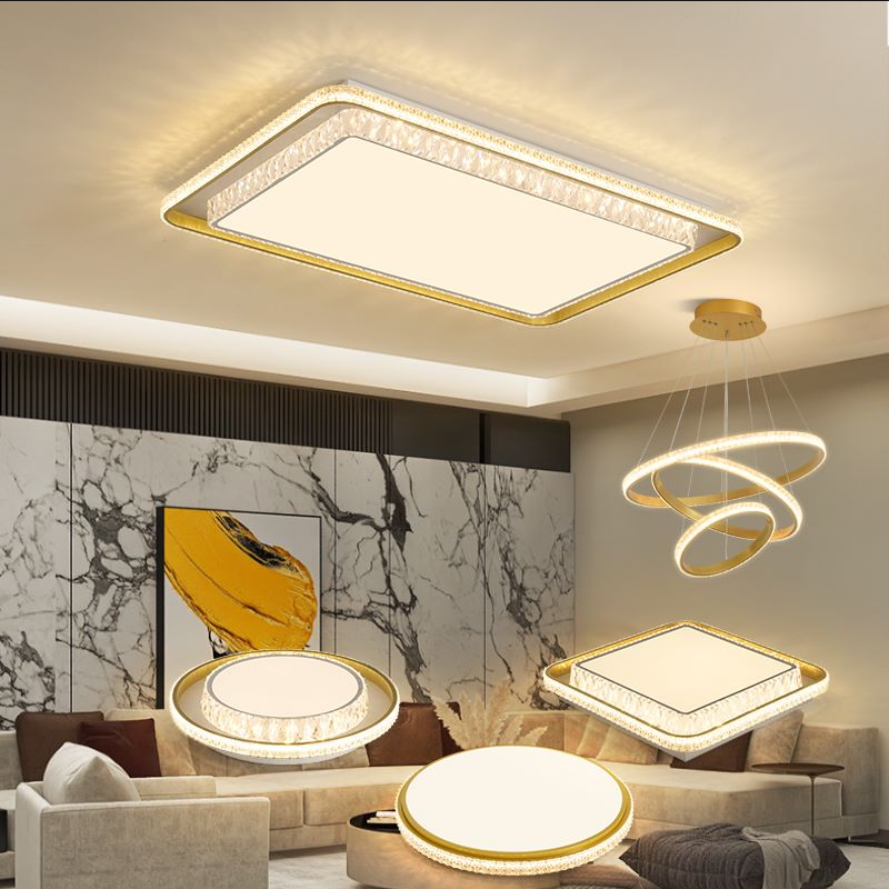 led吸顶灯水晶客厅灯餐厅卧室现代简约全屋北欧灯具套餐组合