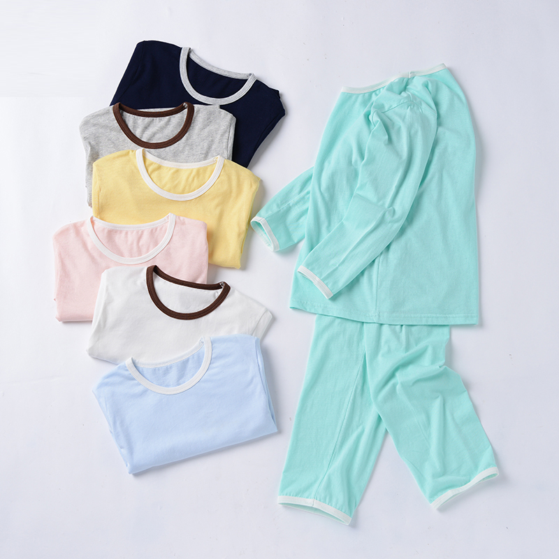 儿童家居服服套装薄款纯棉夏季中大童男童宝宝睡衣睡裤女童空调服