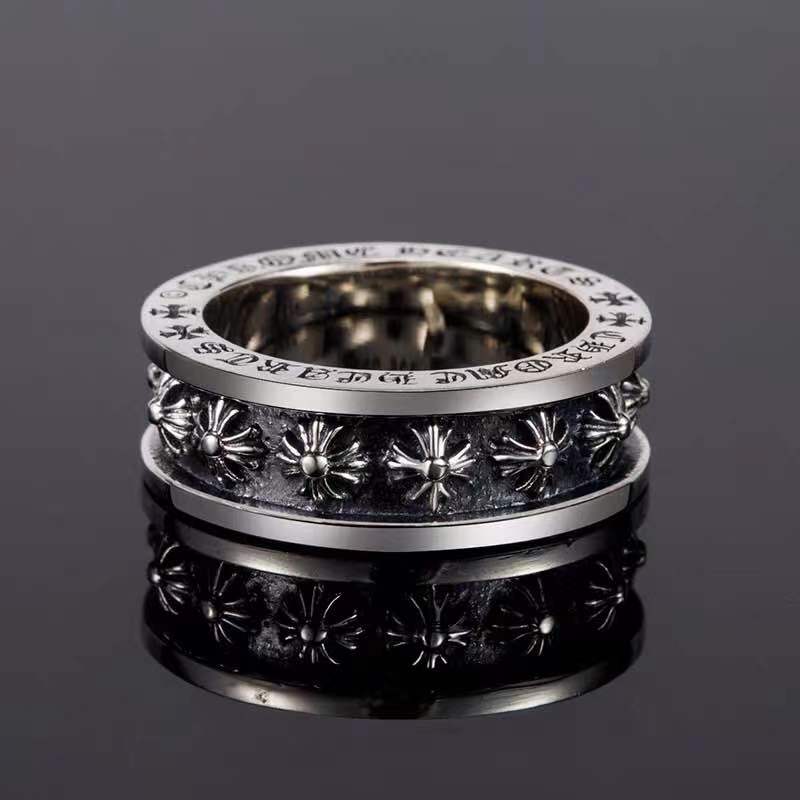 钛钢戒指 潮流饰品克罗佳钛钢戒指《十字花》男女款百搭指环经典