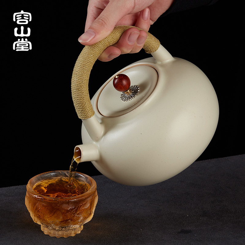 容山堂苏打釉茶壶大号煮茶器泡茶白泥壶家用烧水壶电陶炉茶具_珠宝文玩