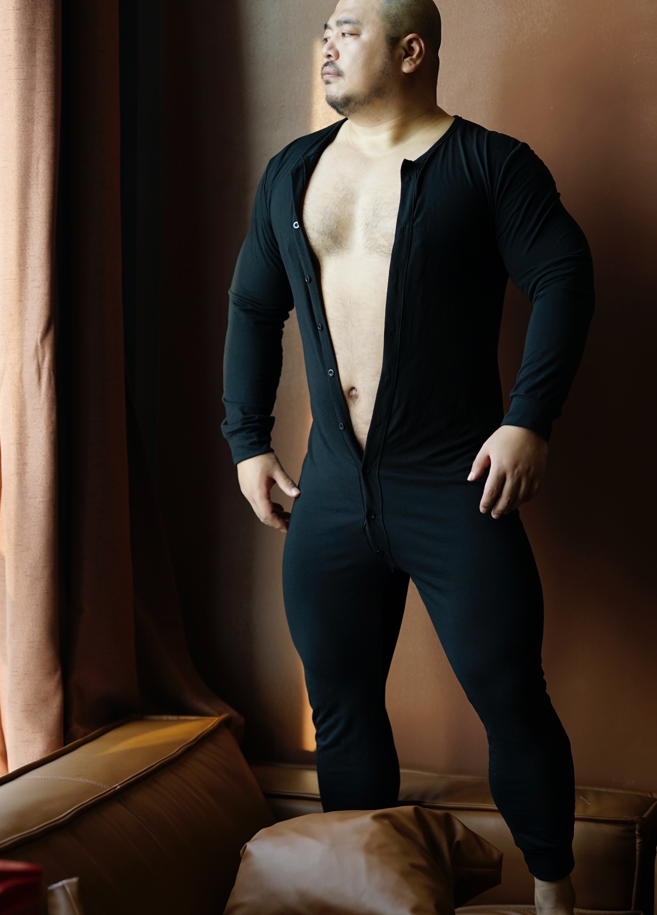 连体暖叔的店连体睡衣性感新款男士欧美家居服连体衣长袖