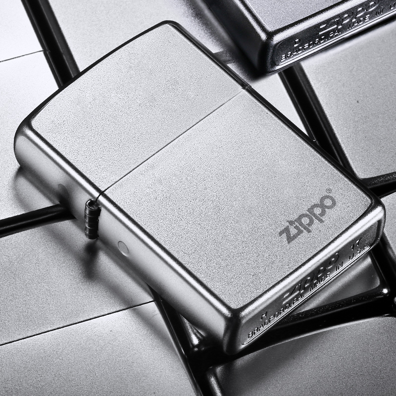 ZIPPO打火机美版205ZL锻纱镀铬商标经典防风原装男士送礼MBJ1