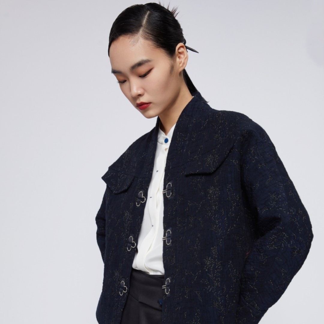 德玺见萩 云扣短款棉服短休闲外套 QZWC3W246