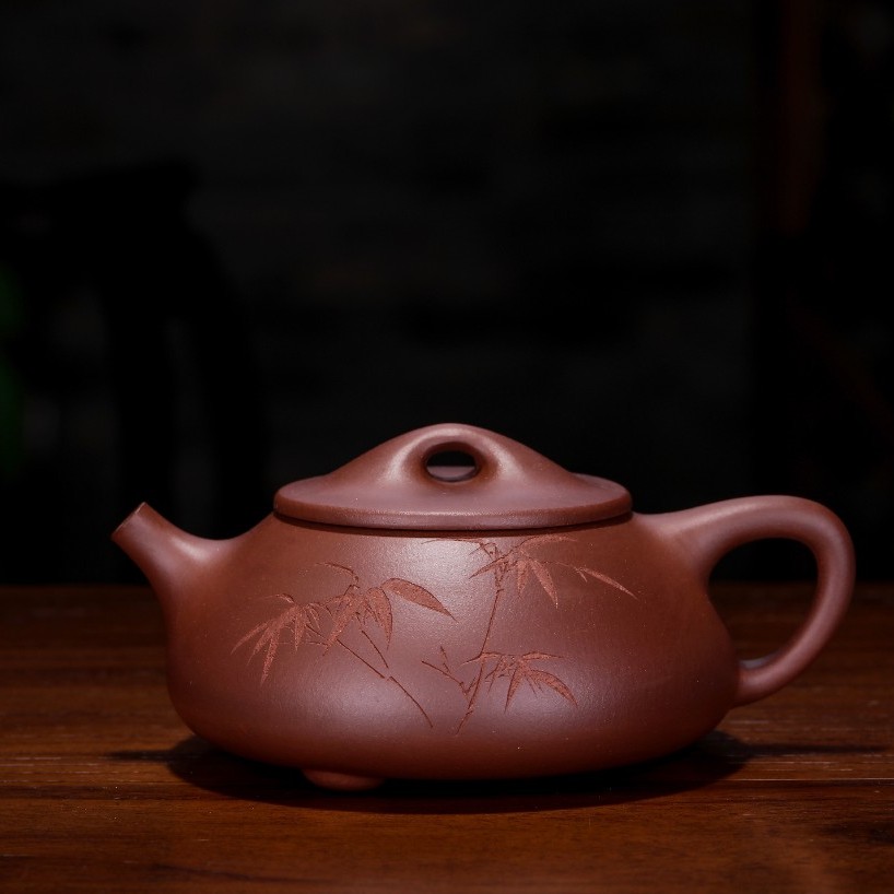 陽萱堂原矿紫红泥 景舟·石瓢 刻绘 致敬经典 紫砂壶纯手工刻字