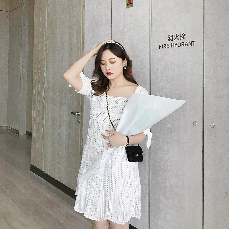 大码女装气质显瘦胖mm2023夏装洋气小白裙连衣裙63013