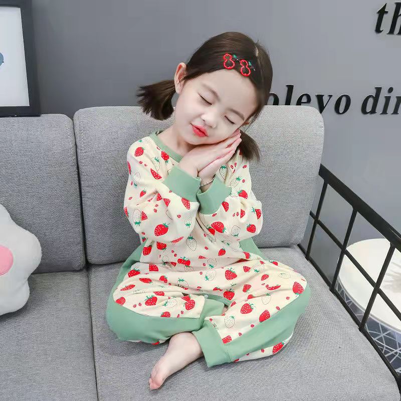 女童秋季新款连体睡衣女孩睡袋宝宝防踢哈衣春秋款家居服