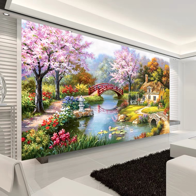 花园小屋（蒙娜丽莎十字绣套件）86色满绣        简约绣花四股