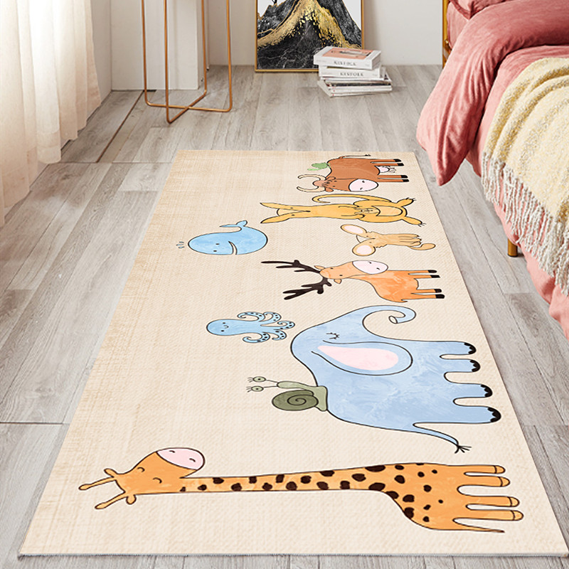 家用北欧风网红卧室大面积少女心儿童房满铺卧室床边地毯客厅