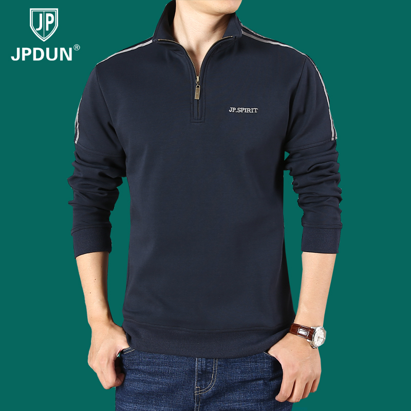 JPDUN休闲男士卫衣春秋季半拉链立领商务长袖T恤套头宽松运动上衣