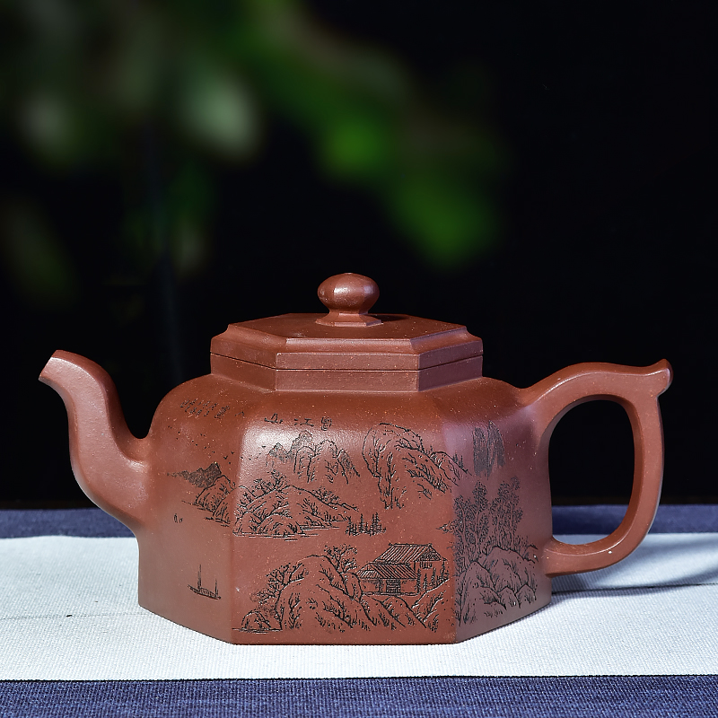 老洪手制·全手工方器  老紫泥 六方秦权 650ml