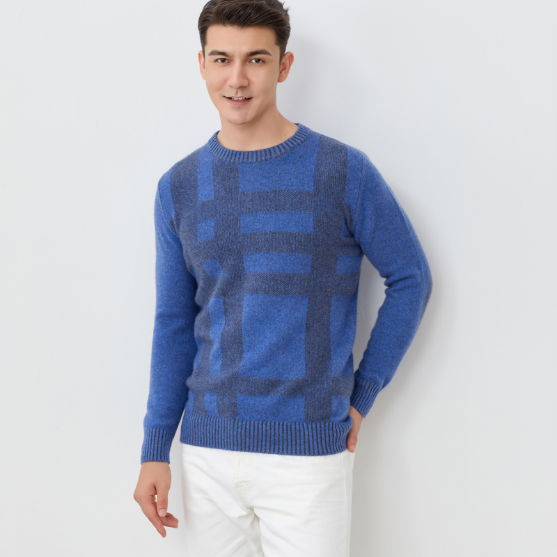 小张总推荐！100山羊绒男士圆领加厚羊绒衫横竖条款