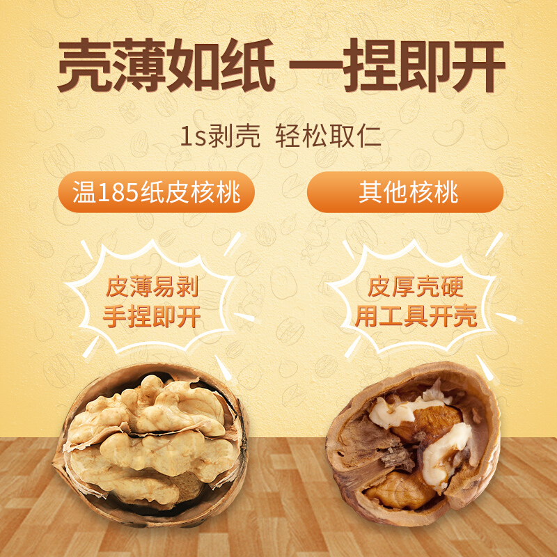 西域美农25年新货新疆阿克苏185原味纸皮核桃500g手捏酥脆