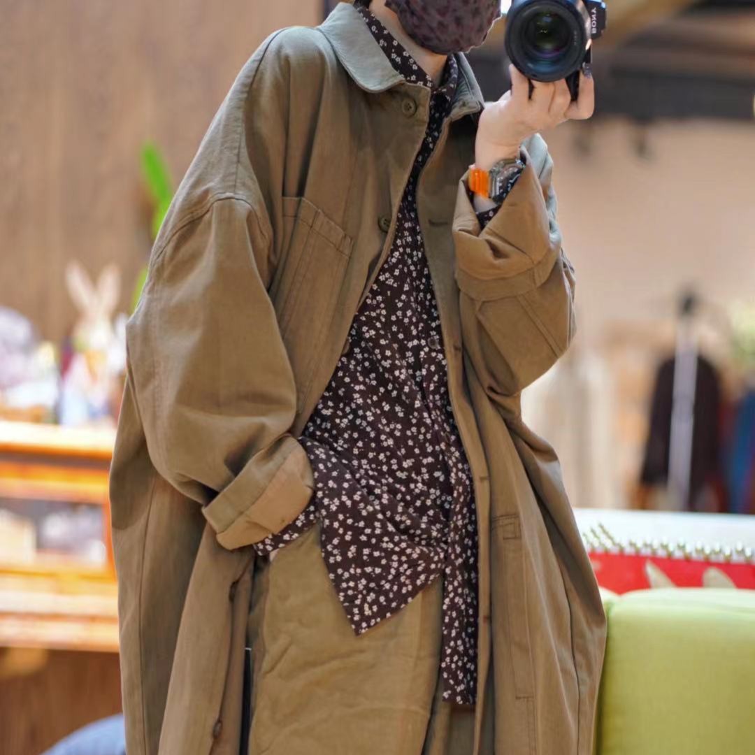 春秋季 新款 风衣外套17731中长款休闲潮流春季服饰通勤百搭纯色