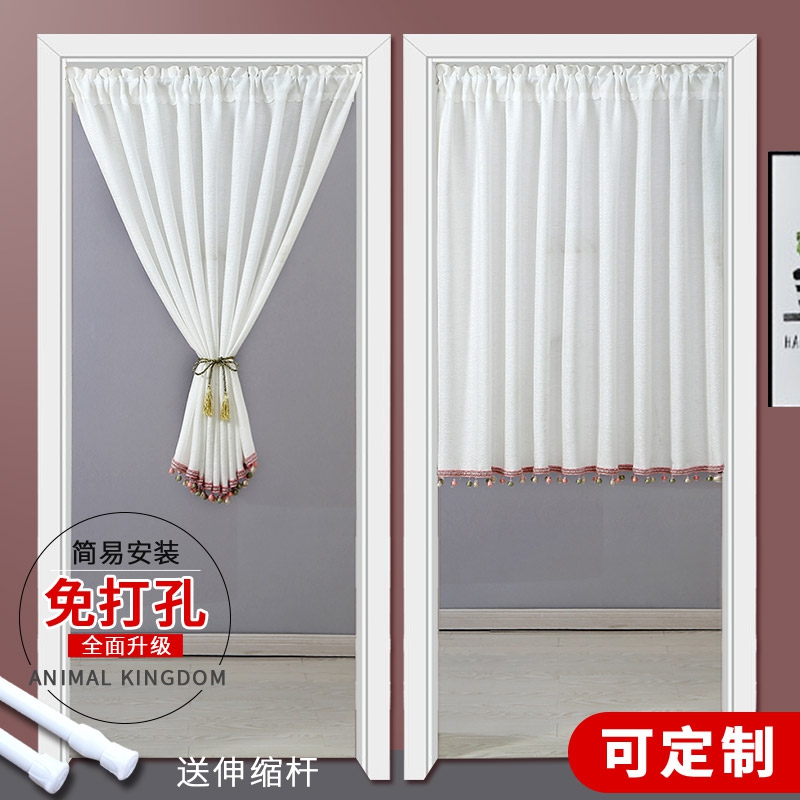 多功能短帘卫生间门帘空调隔断帘自粘半帘免打孔门帘四季通用门帘