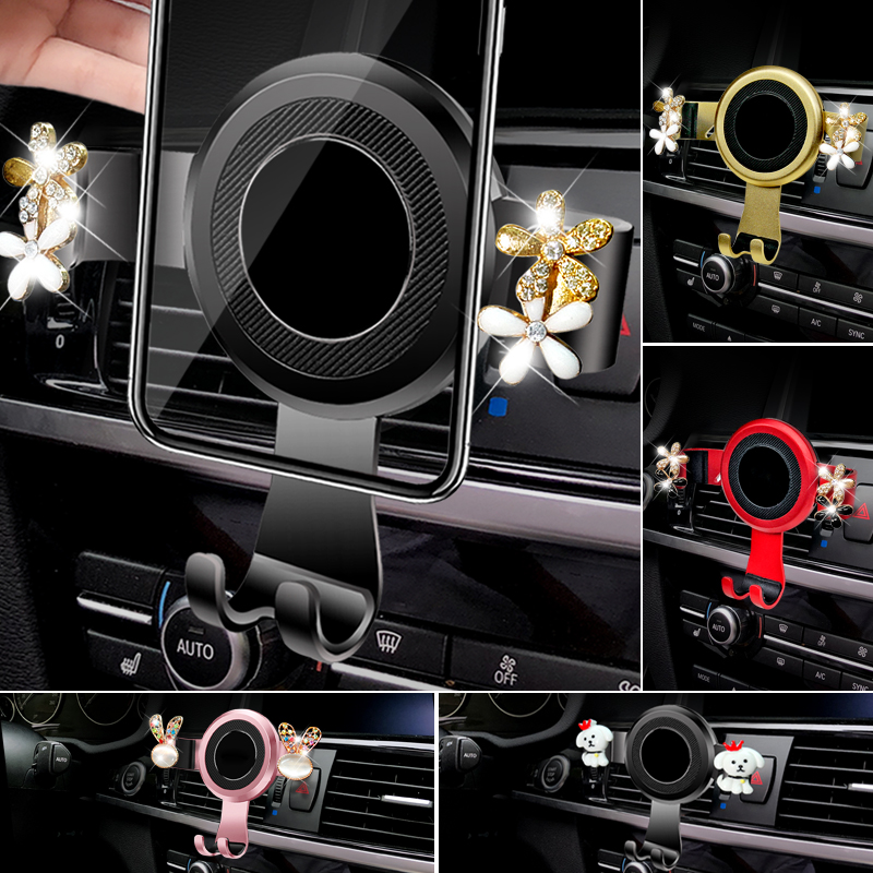 车载重力手机支架汽车出风口卡扣式导航架适用红色空调口支撑架子