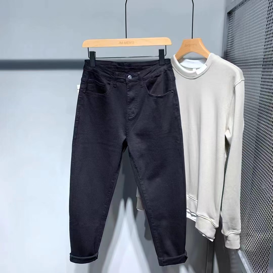 9061韩版纯色小脚男士青年百搭中腰裤子春秋百搭牛仔裤