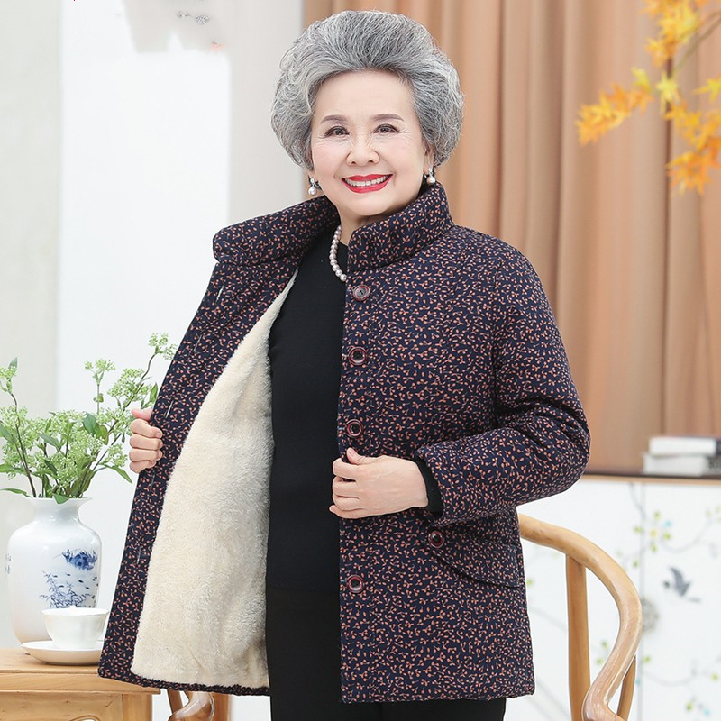 老年妈妈装棉衣加绒加厚70老年人冬装女奶奶装棉袄80岁老太太外套