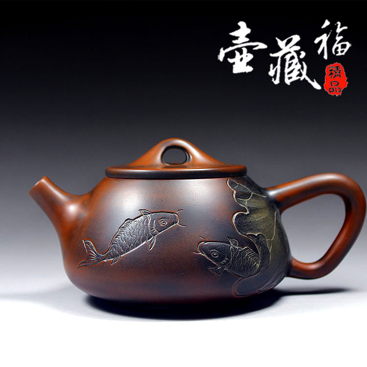 壶藏福钦州坭兴陶茶壶大师名家卢纪祖纯手工创意陶瓷泡茶健康仿古