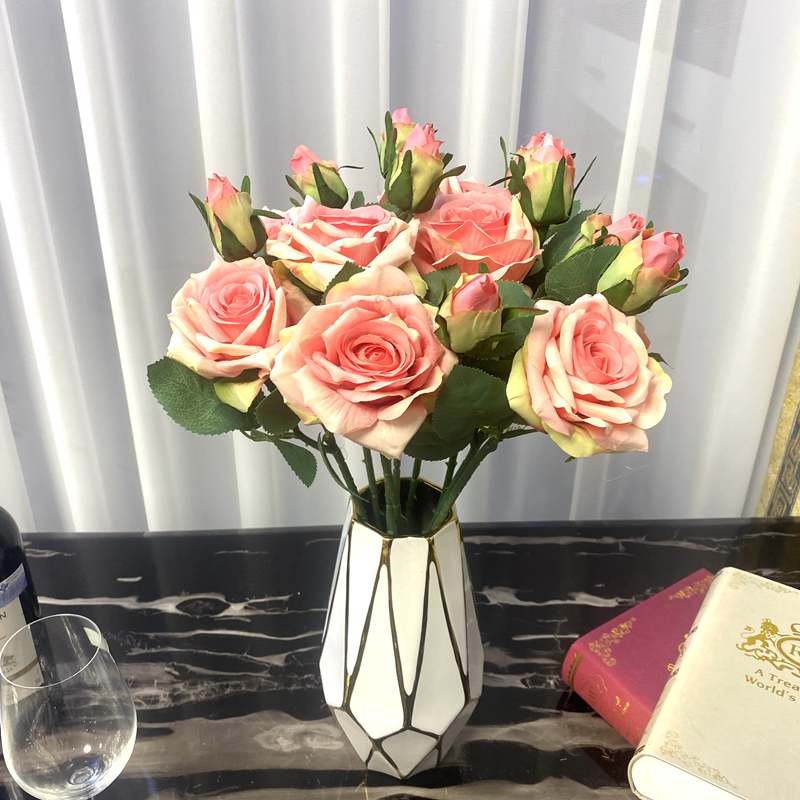 牡丹仿真花假花室内客厅装饰花摆件餐桌花摆设玫瑰花干花花束轻奢