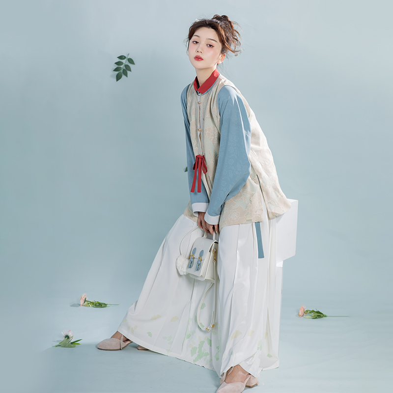 诗歌与花环·飞鸟与鱼 花朝记汉服原创明制立领衫比甲4.5m马面裙