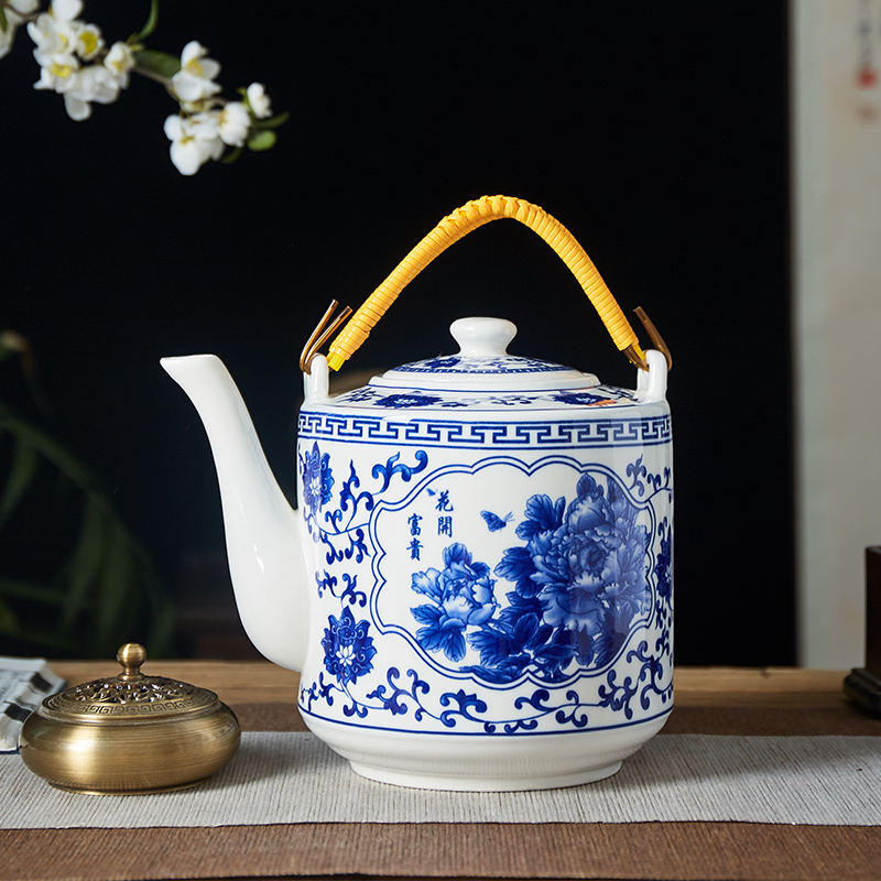 碧牛坊景德镇瓷器茶壶陶瓷大容量凉水壶大号青花瓷提梁泡茶壶家用
