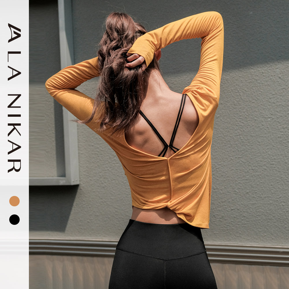 【同款推荐】LaNikar健身运动长袖t恤女秋季瑜伽服透气显瘦S0507