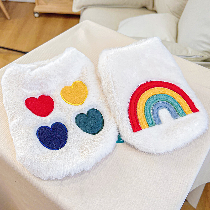 彩虹爱心棉马甲狗狗猫咪保暖防寒马甲泰迪比熊博美雪纳瑞贵宾犬