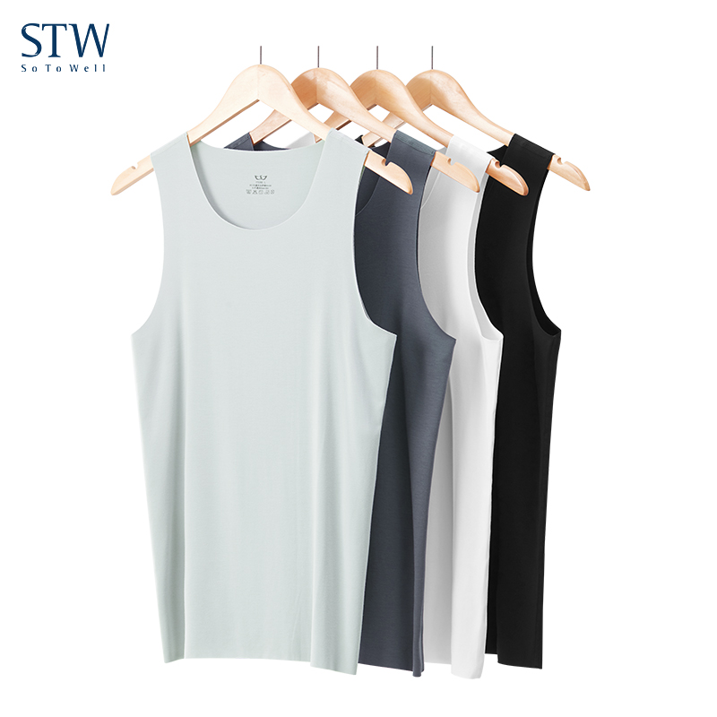 STW.SOTOWELL莫代尔无痕男背心运动健身吸汗打底衫青年坎肩内衣薄