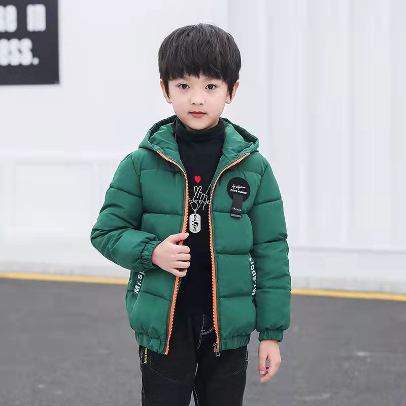 秋冬新款儿童加绒棉服加绒加厚短款外套男童中大童棉袄连帽保暖潮