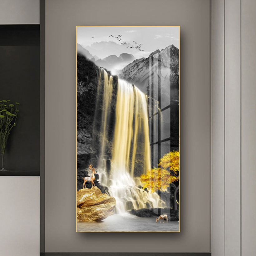 腾景空间【高山流水】新中式抽象立体入户玄关画装饰画走廊过道挂画